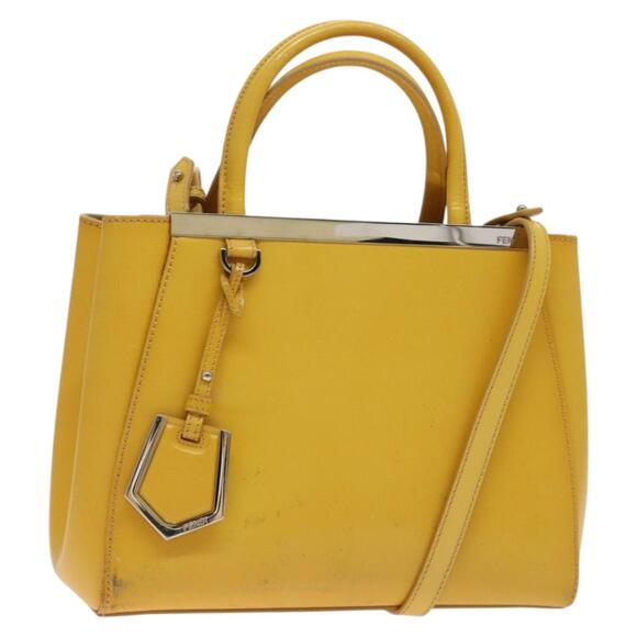 FENDI Hand Bag Leather Yellow Silver - Picture 1 of 13